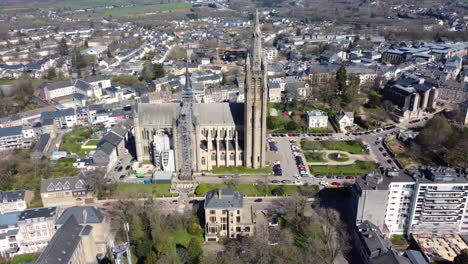 Aerial View of a European City with a Cathedral