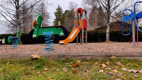 illustration of a sad empty playground at autumn