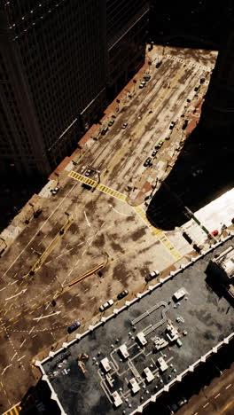 aerial view of a deserted city street