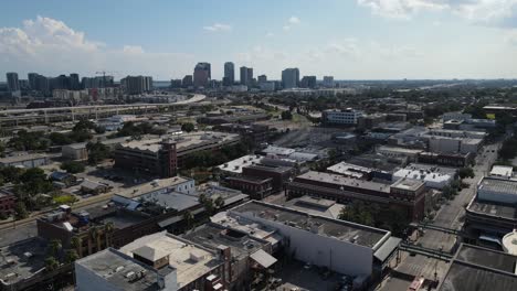 aerial from ybor city into downtown tampa bay, florida