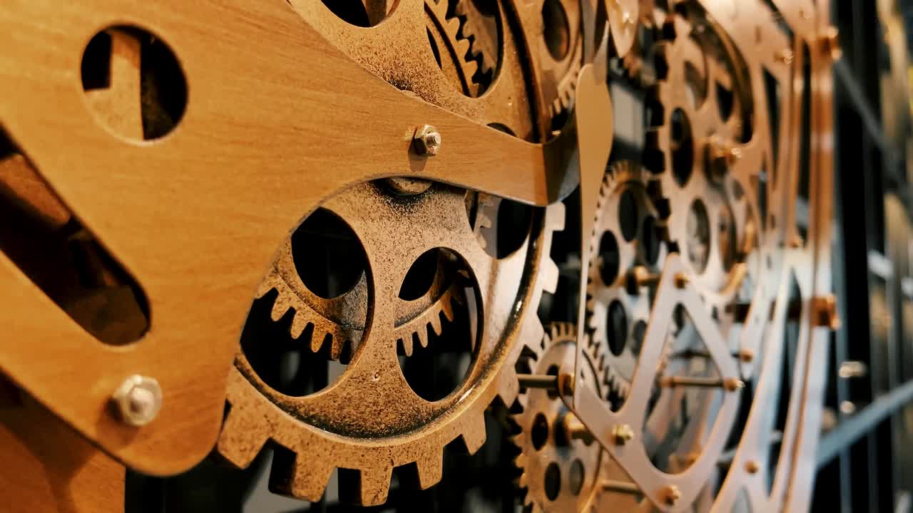 Working Metal Gear Wheels Extreme Macro Shoot stock video