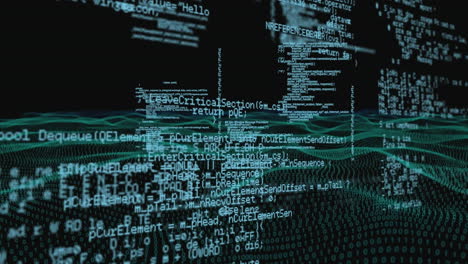 animation of data processing over dark background
