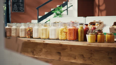 various bulk items in reusable jars at zero waste eco store