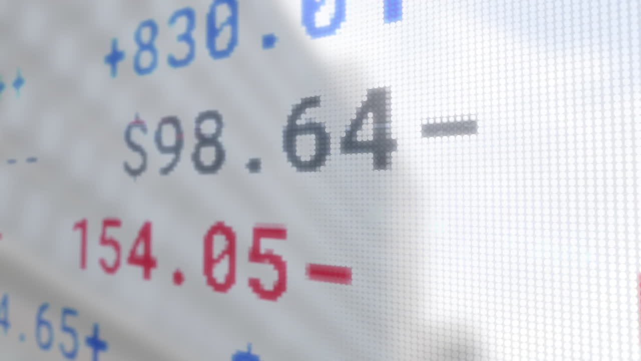 도시 풍경 위의 주식 시장의 애니메이션