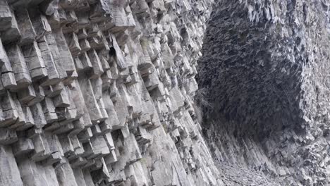 Tilt-pan-across-shattered-basalt-pillars:-Symphony-of-Stones,-Armenia