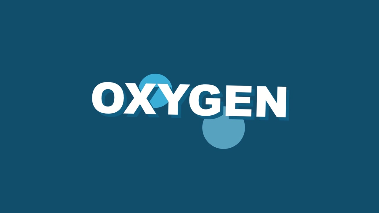 3D render of oxygen typography with minimal circular shape on blue background creating healthcare and science animation designed for medical visuals and video overlays
