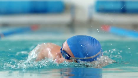 fit woman swimming in the swimming pool