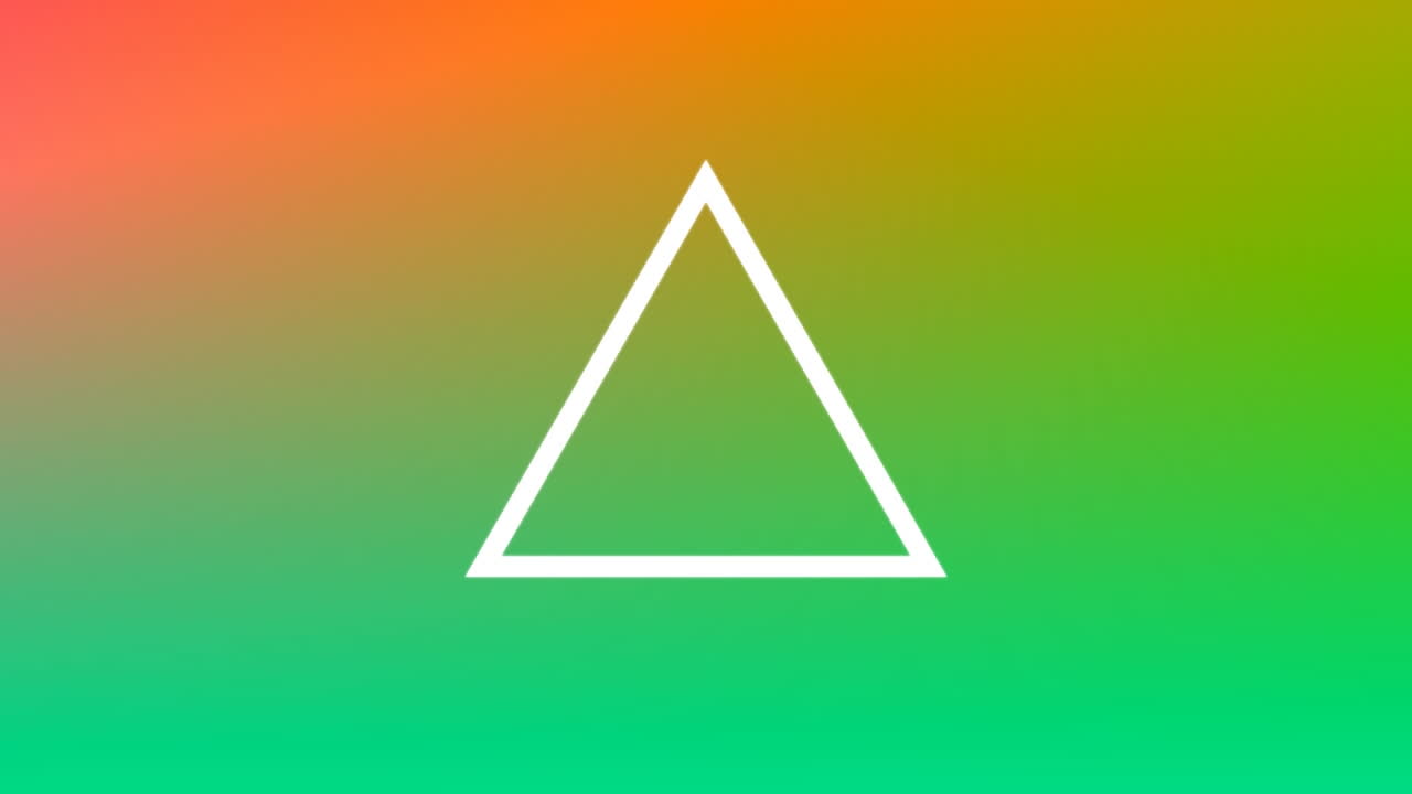 animación del banner de texto wow sobre el banner triangular giratorio contra un fondo de gradiente colorido