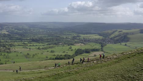 drone shot tracking walkers on mam tor 01