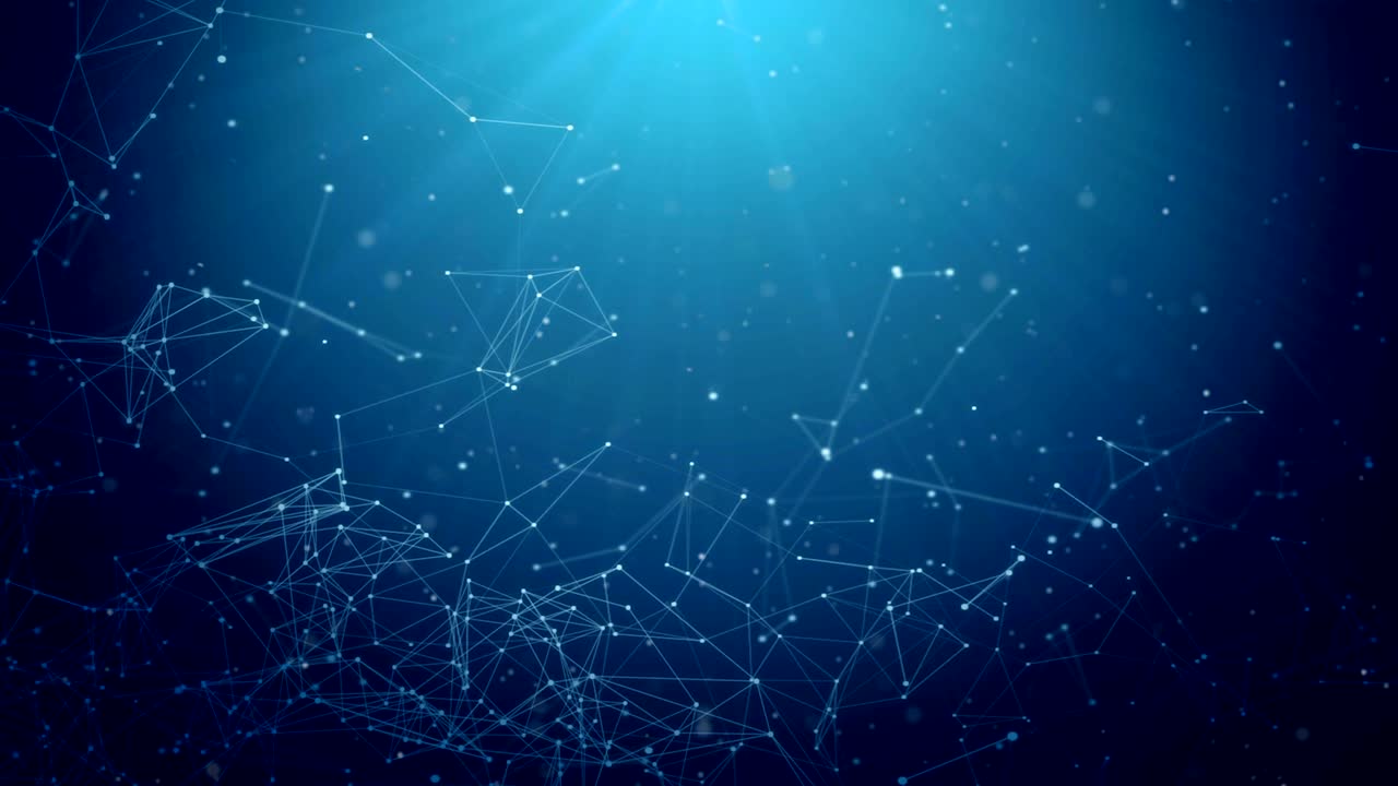 Blue Polygonal Triangle Static structure of points, lines and triangles Cinematographic space business Plexus Abstract Network Technology Science connected lines and dots Seamless Loop Animation.