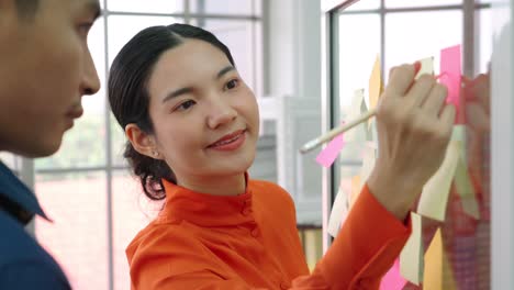 business people work on project planning board