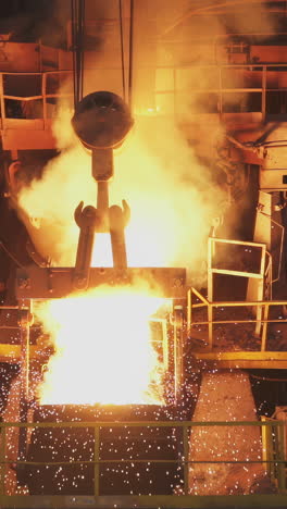 molten metal pouring in a steel factory