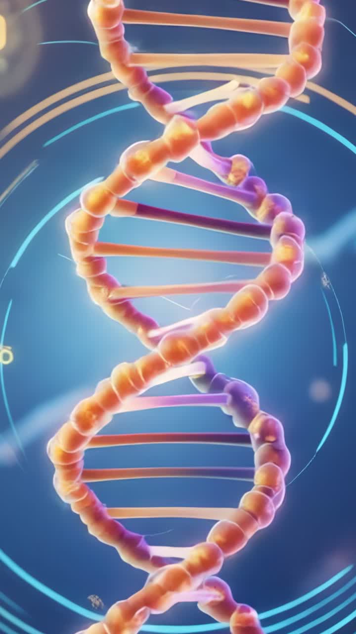 Vertical video: Initiating scan showing DNA double helix rotating amid ...