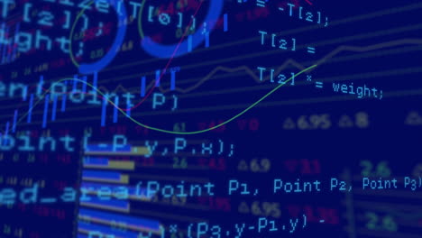 animation of data processing and diagrams on blue background