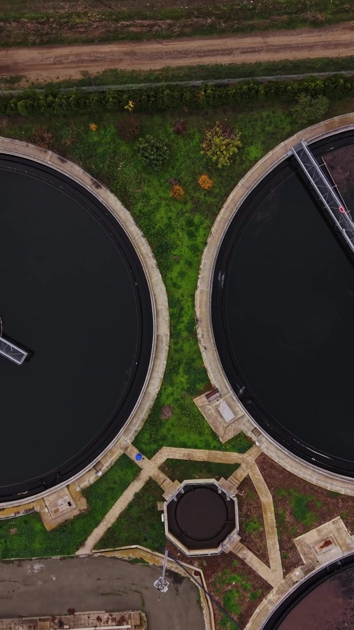 Water treatment facility with large circular tanks and processes
