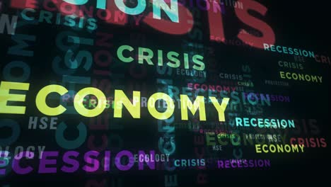 crisis economy and recession text loop abstract concept