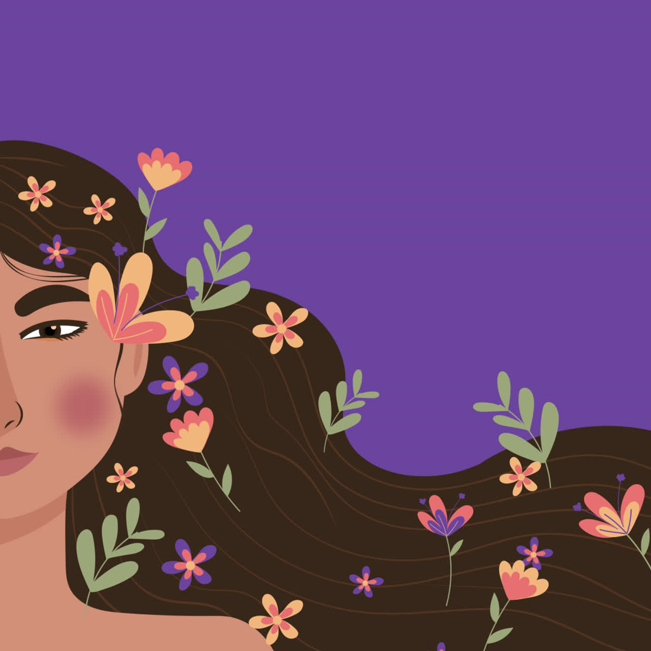 머리에 꽃을 가진 여자