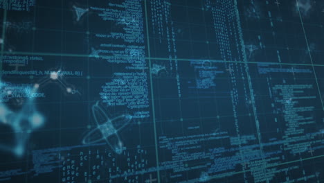 animation of data processing and molecules in blue space