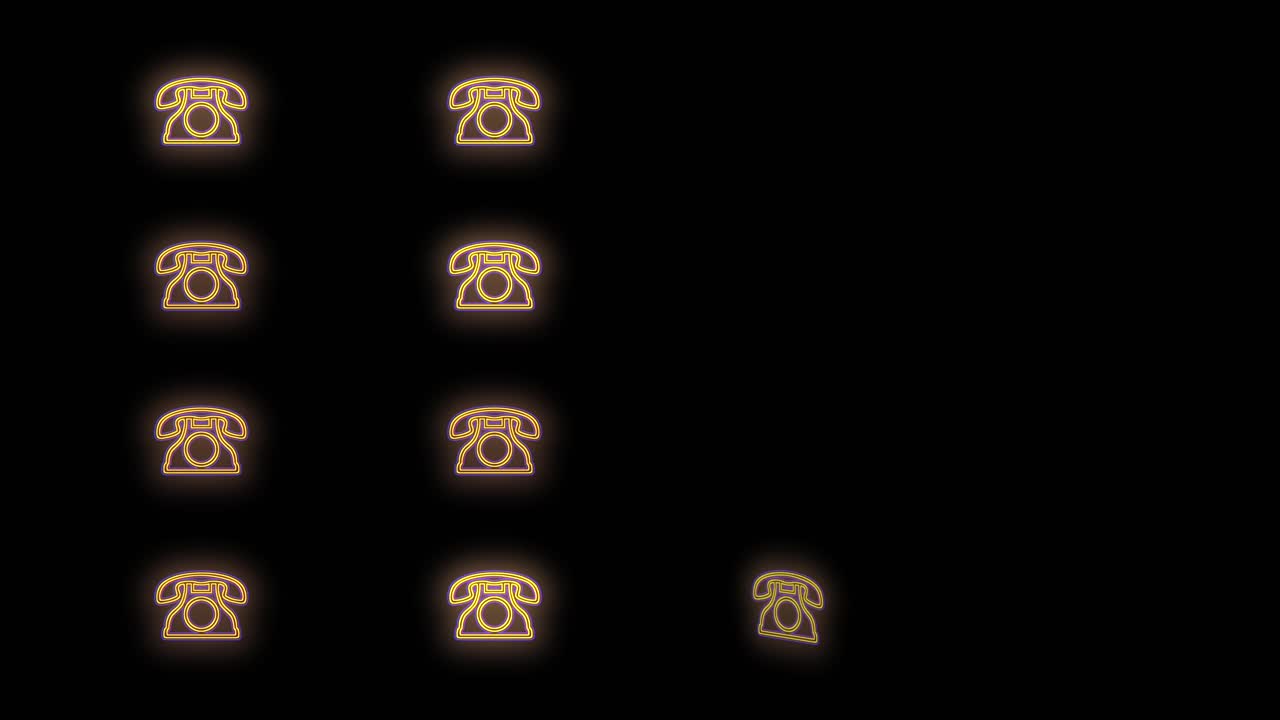 밤에 네온 옐로우 레트로 전화 패턴