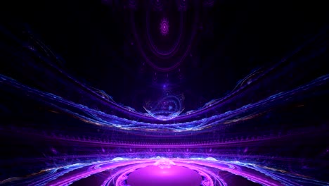 habitación fractal 3d en color violeta y azul