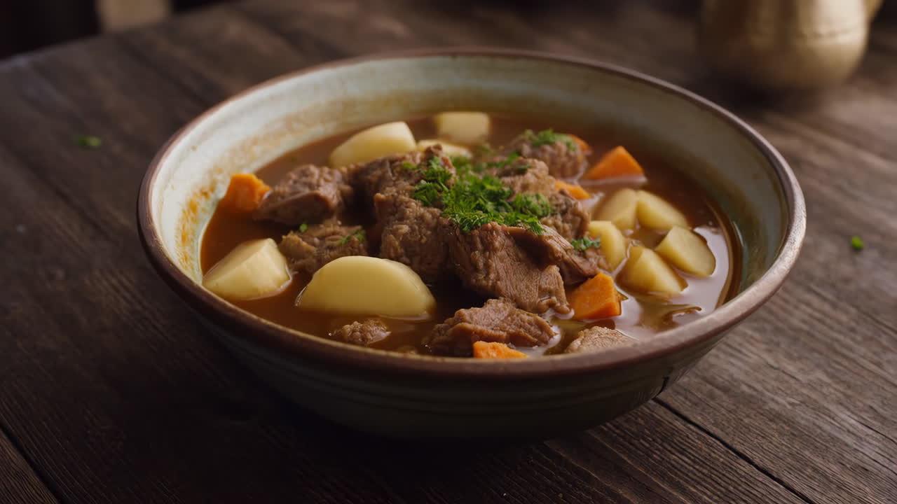 Hearty Beef Stew with Potatoes and Carrots in a Bowl