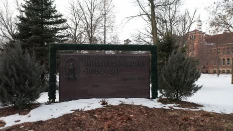 main campus sign of the university of wisconsin, stevens point