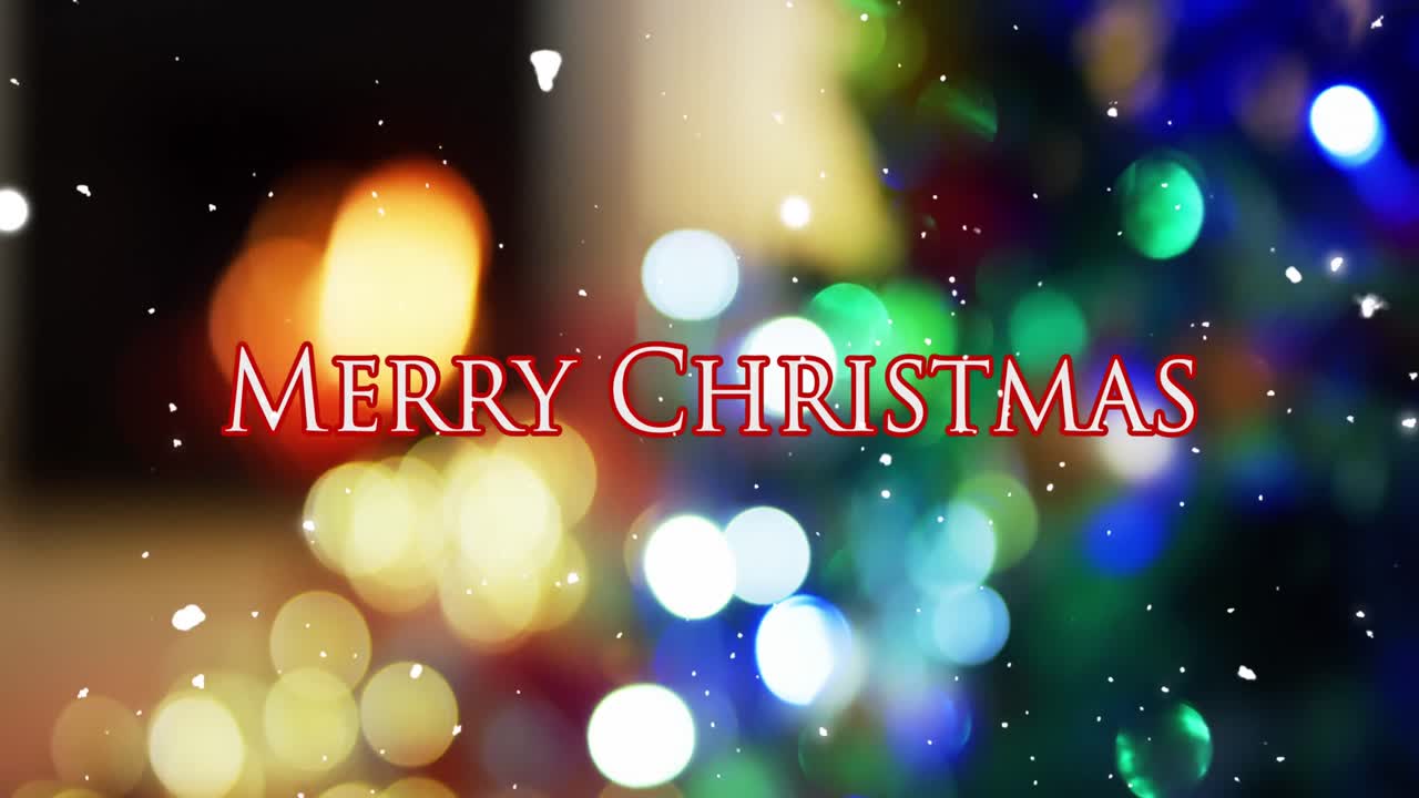 Animation of season's greetings text with flickering fairy lights