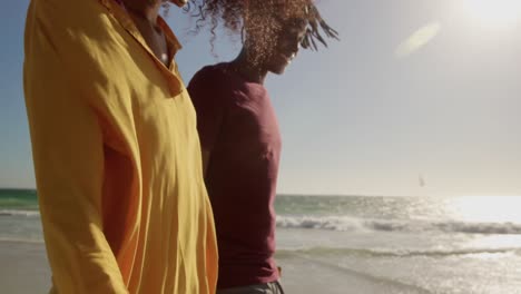 pareja caminando juntos en la playa 4k