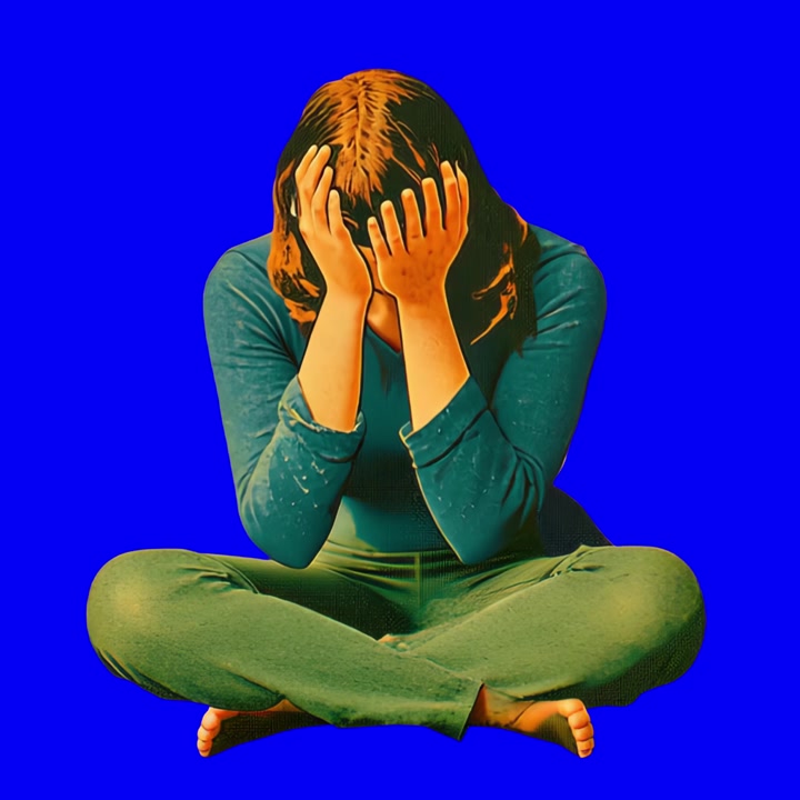 Woman Sitting and Holding Her Head in Distress