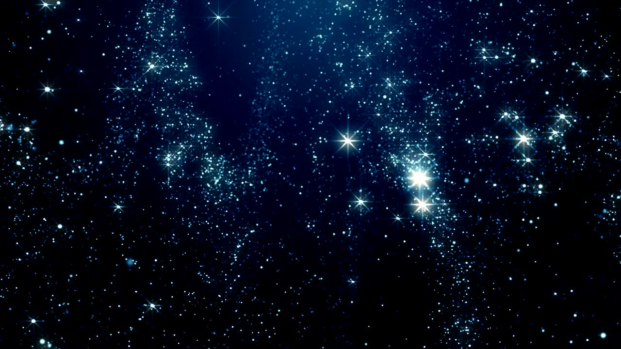 Particelle di polvere blu, movimento astratto di luce bokeh, sfondo cinematografico in loop per titoli
