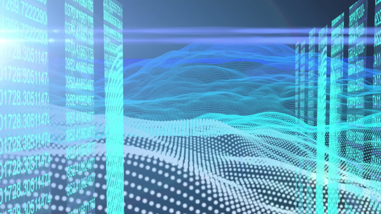 데이터, 조명, 메타버스 풍경 및 디지털 공간의 애니메이션