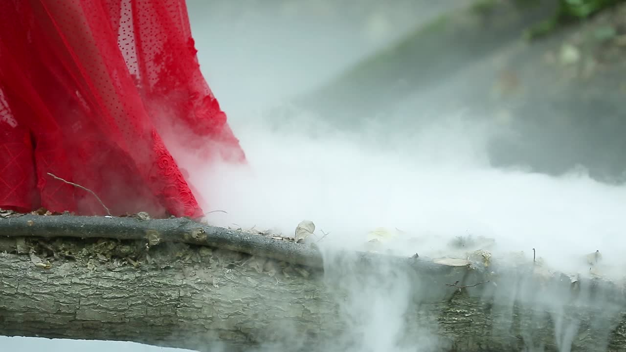 Portrait Of Romantic Woman In Fairy Forest. Dreamy blonde beauty posing in a mystic forest