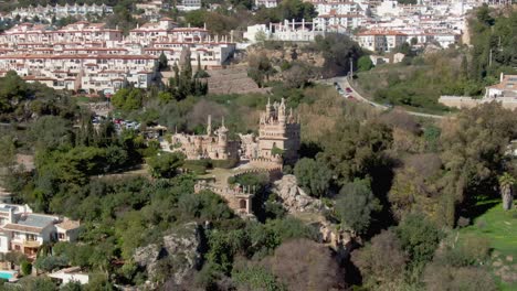 Aerial-approach-of-Castillo-Monumento-Colomares-in-Benalmadena