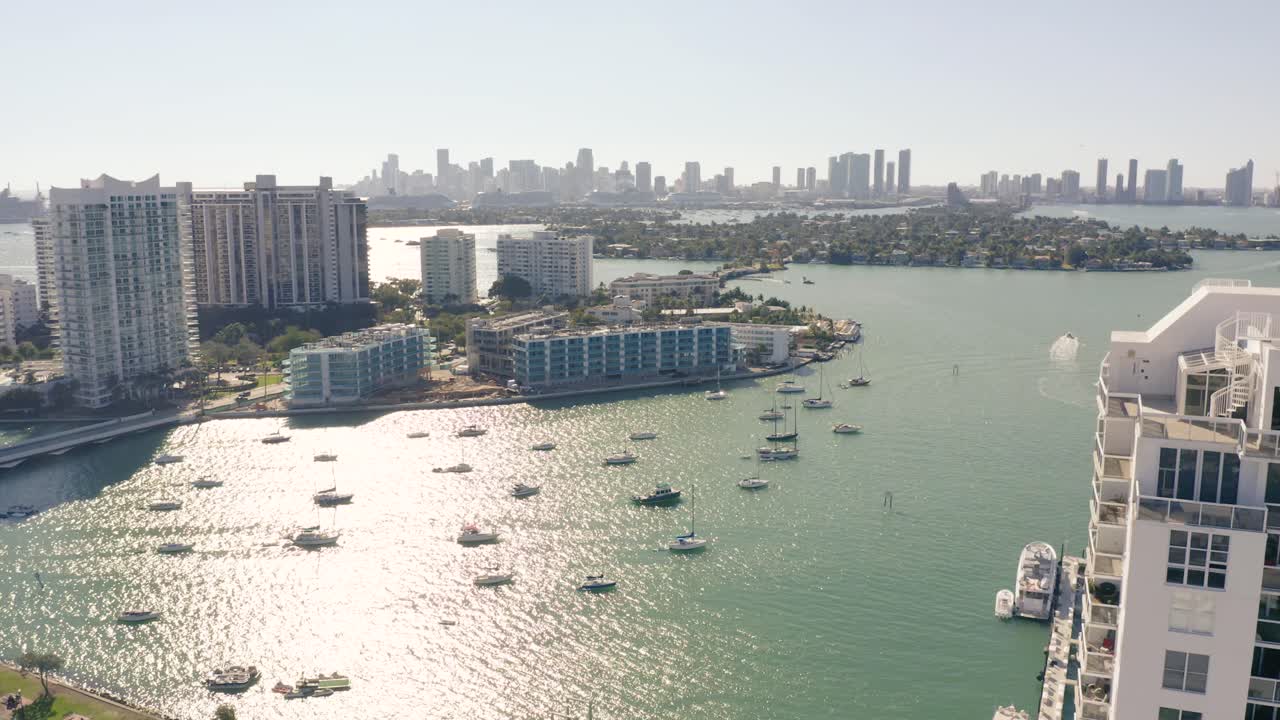 Aerial View of Miami Skyline and Waterfront Condos