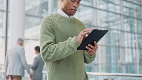 Tablet,-research-and-business-black-man-in-office