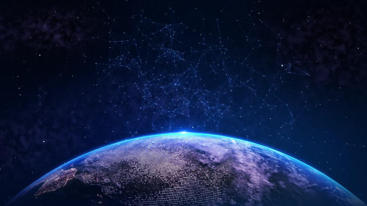 Futuristic digital earth global connections data nodes in space network data nodes in space