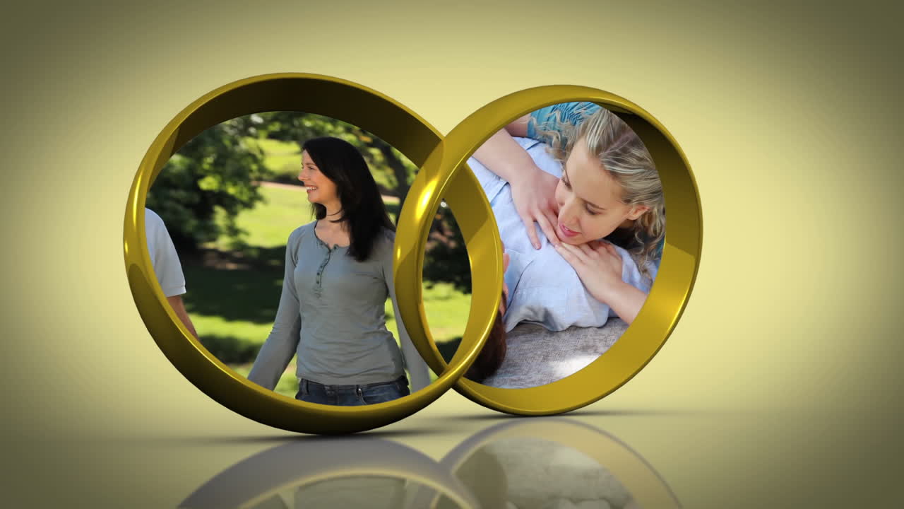 animación con varias pantallas sobre la boda