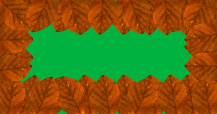 Digital animation of multiple red autumn leaves forming a frame against black background