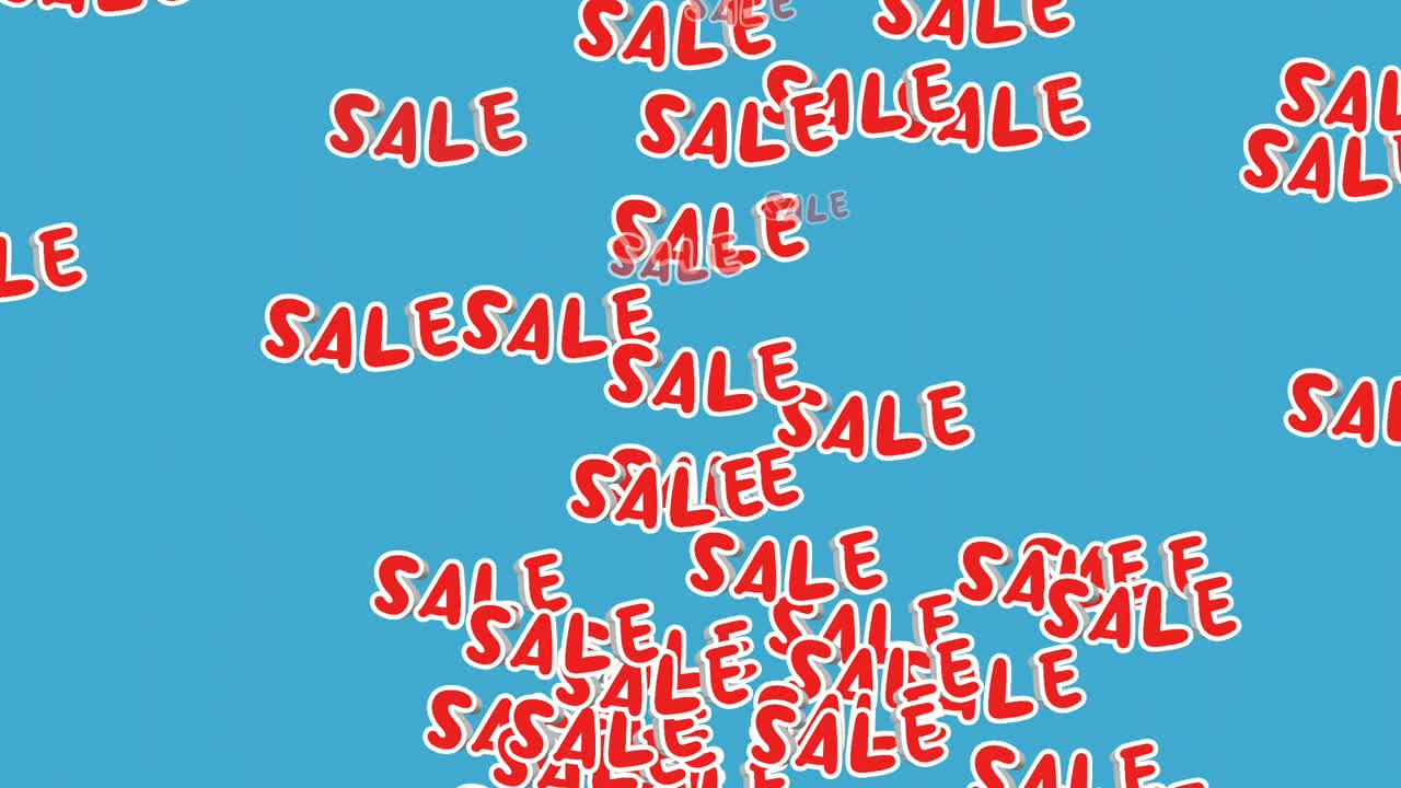 Drop down sale text animation motion graphics on blue background business concept retai shop for video elements