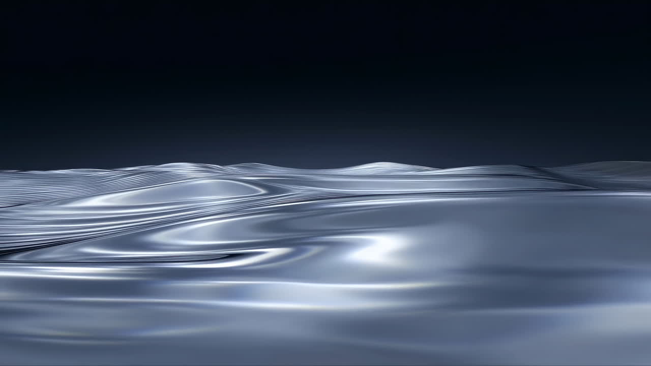 Onde metalliche astratte fluide su uno sfondo scuro