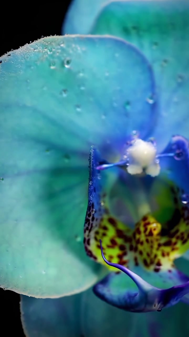 Macro primo piano di un vibrante fiore di orchidea blu