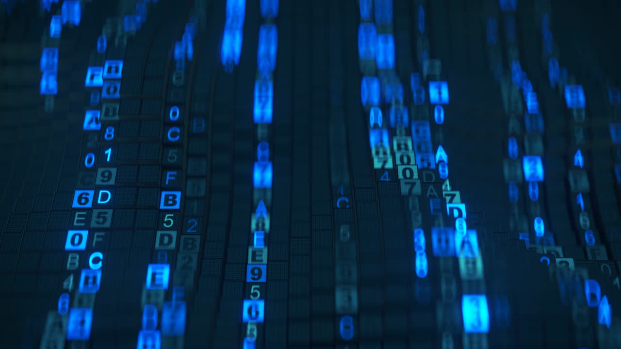 Abstract background with digital hex-code seamless loop 3D render animation