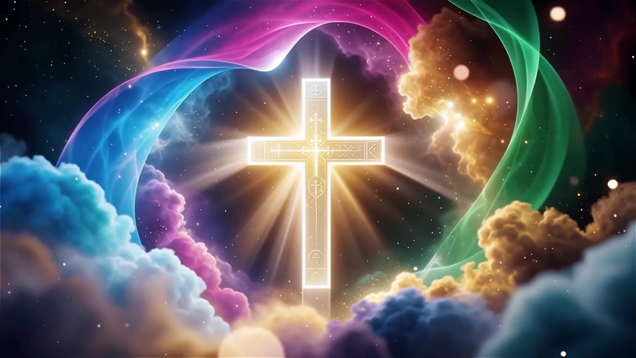 Christian Cross Heavenly Light Worship Background