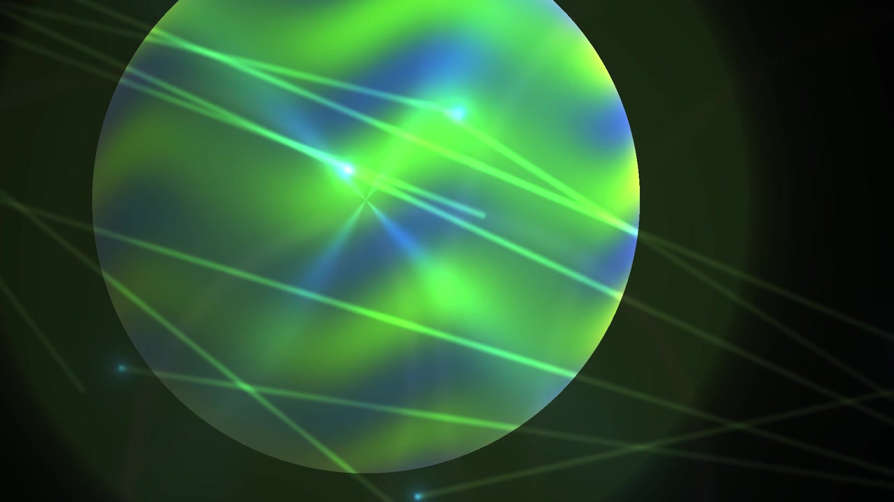 Futuristic Abstract Sphere with Glowing Green Laser Beams