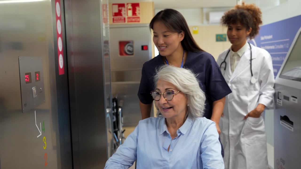 Hospital Staff in Elevator