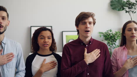 group of people singing