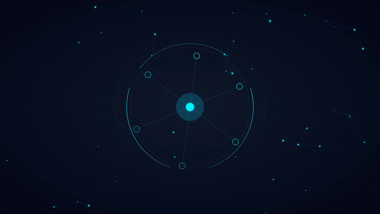 Digital Network Interface with Rotating Circular HUD Elements