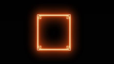 Animation-Eines-Orangefarbenen-Neon-Boxrings-Auf-Schwarzem-Hintergrund