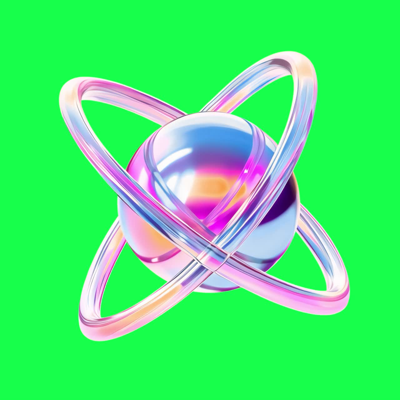 Animazione futuristica colorata di una sfera 3D, video 4K trasparente, green screen.