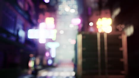 blurred cyberpunk city street at night